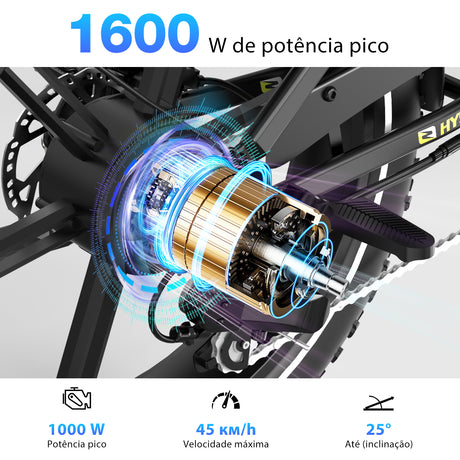 HY9 Bicicleta Elétrica 1000W com APP e NFC