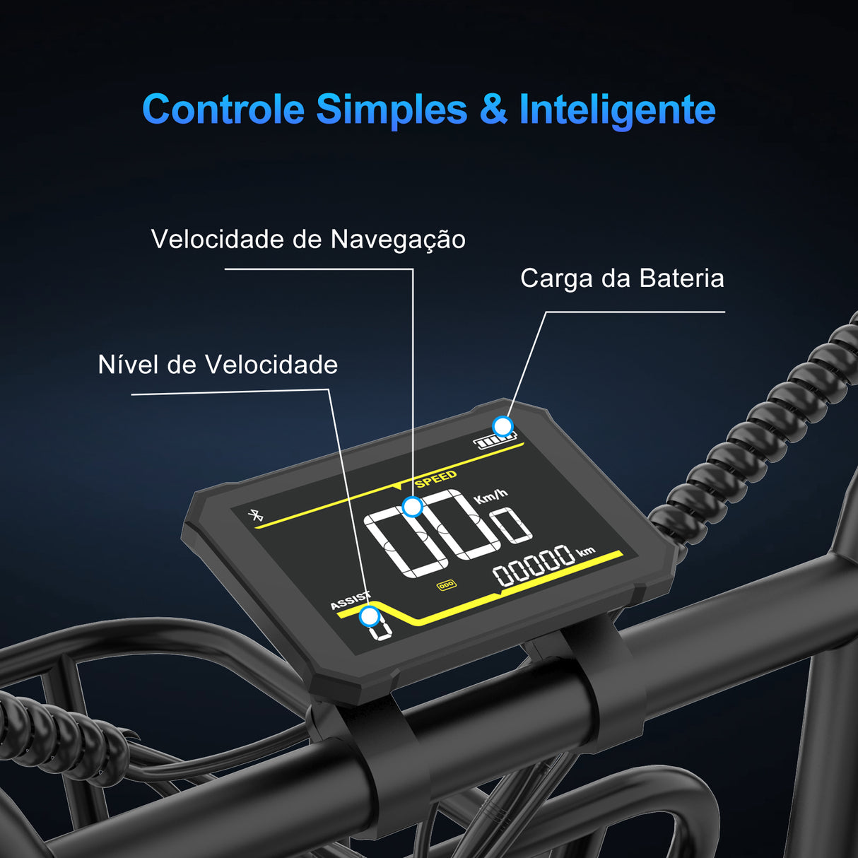 HY9 Bicicleta Elétrica 1000W com APP e NFC