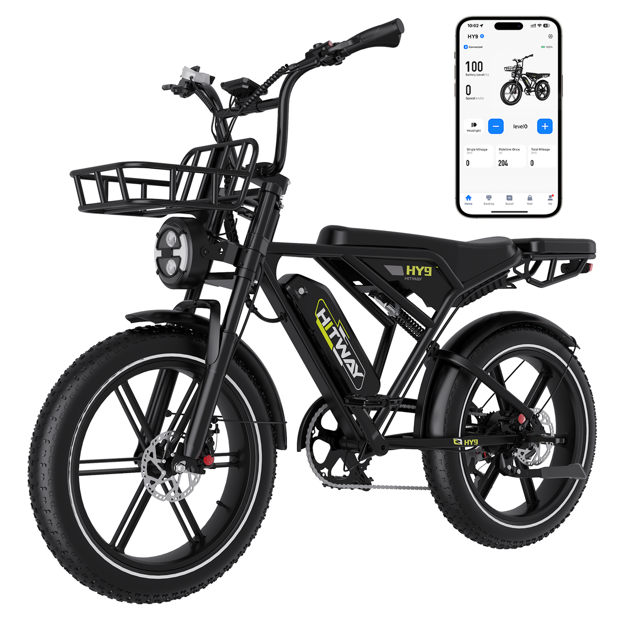 HY9 Bicicleta Elétrica 1000W com APP e NFC